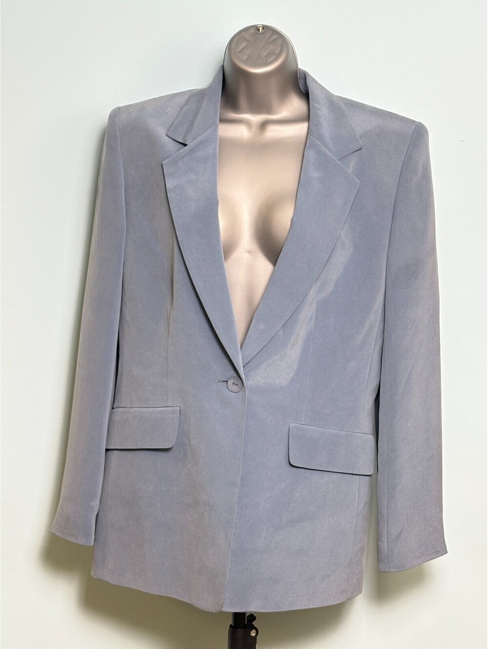 Josephine Chaus Blazer Jacket Womens 10 Slate Gray Faux Suede Single Button Work